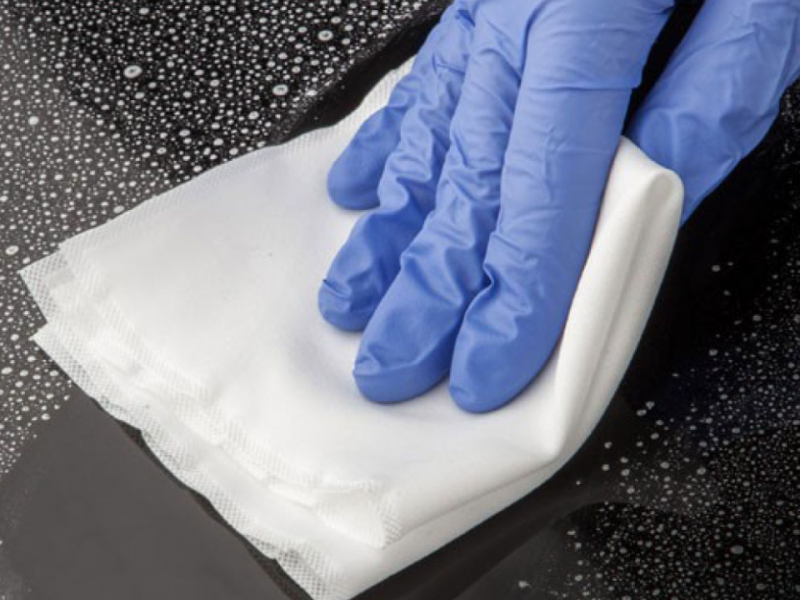 Hand wiping MiraSat IPA70/30 from Foamtec